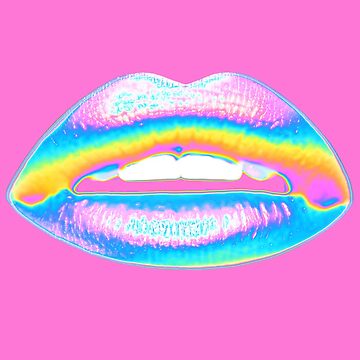 Artwork thumbnail, New Holographic Lips on Pink by dinaaaaaah