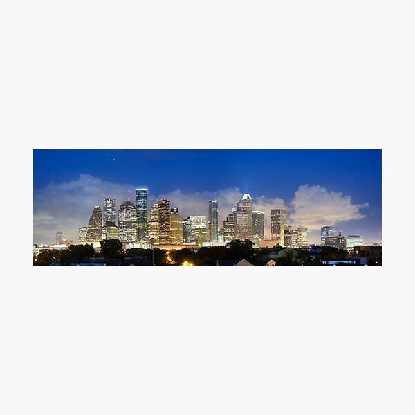 Houston Skyline Panorama with Storm Clouds looming over Downtown Photographic Print