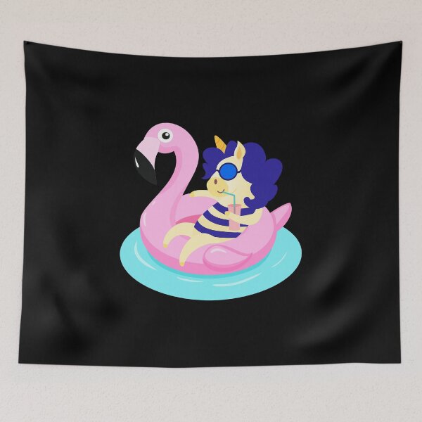 Item preview, Unicorn with Flamingo Pool Float  print designed and sold by NoveltyMerch.
