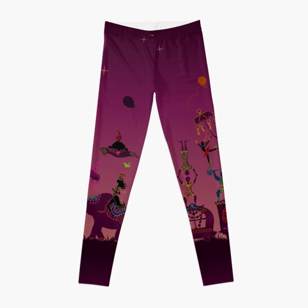 colorful circus carnival traveling in one row at night Leggings