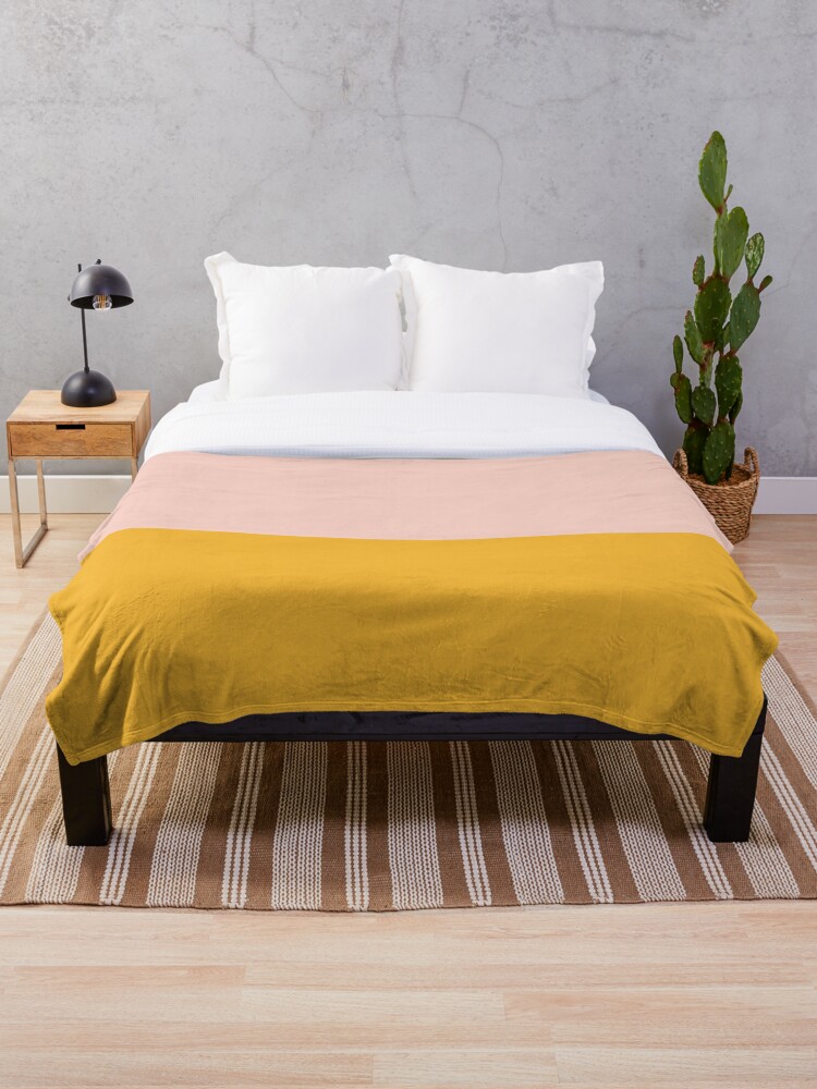 Millennial Pink And Mustard Yellow Minimalist Color Block 2 Throw