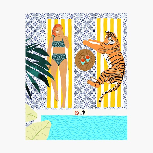 Item preview, How To Vacay With Your Tiger, Human Animal Connection Illustration, Tropical Travel Morocco Painting designed and sold by 83oranges.