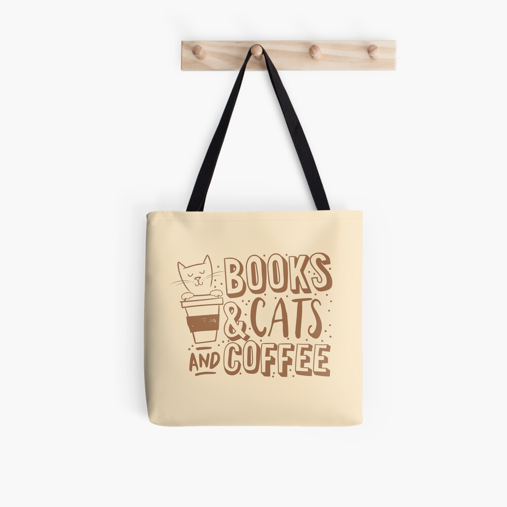 BÜCHER und KATZEN und KAFFEE Stofftasche