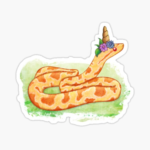 Albino Corn Snake With Unicorn Flowers Sticker