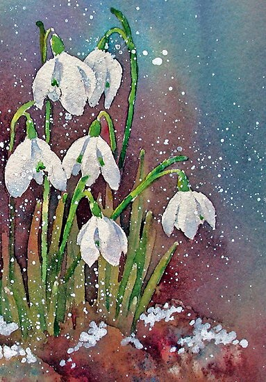 Snowdrops | Art, Watercolor art, Watercolor flowers