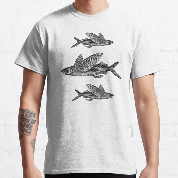Flying Fish | Vintage Fish | Three Fish | Black and White |  Classic T-Shirt