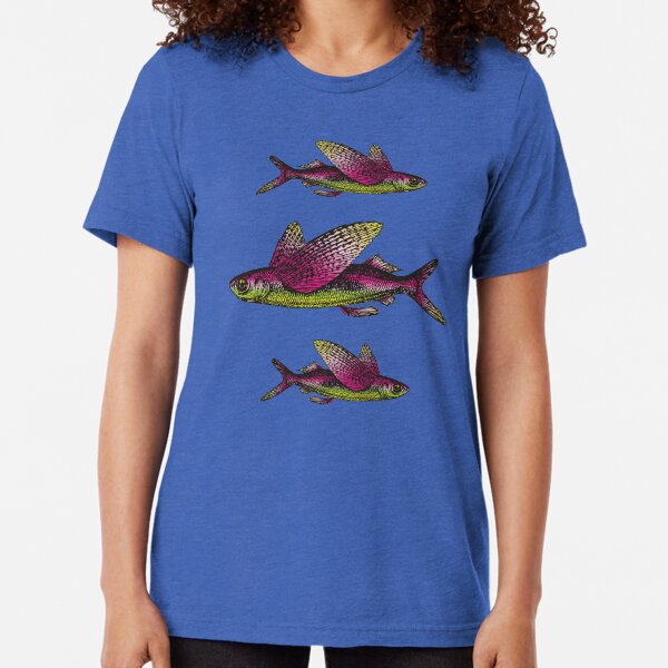 Flying Fish | Vintage Fish | Three Fish | Tri-blend T-Shirt