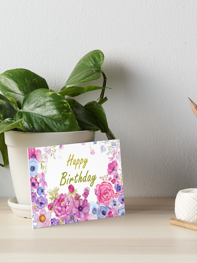 birthday wish with beautiful flowers  Mounted Print for Sale by  ColorandColor