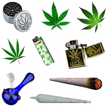 Artwork thumbnail, Stoner Weed and Essentials Sticker Bundle Pack ~ Collection Set 1 by Neon-Wolf