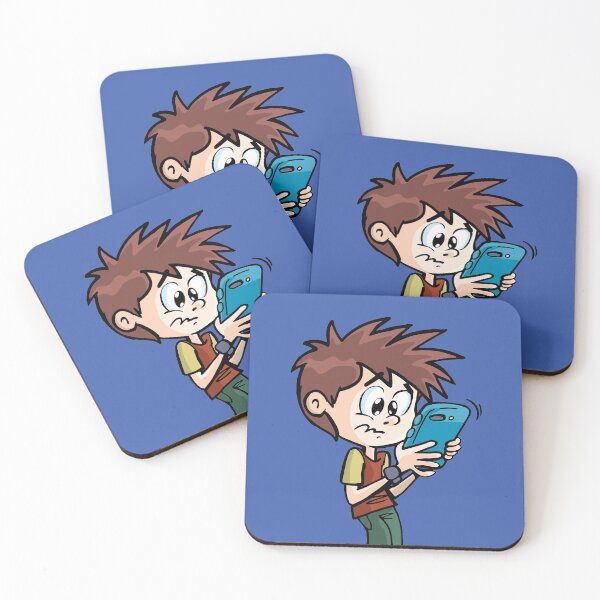 Item preview, screaming boy with surprised face receives a message on his mobile phone designed and sold by duxpavlic.