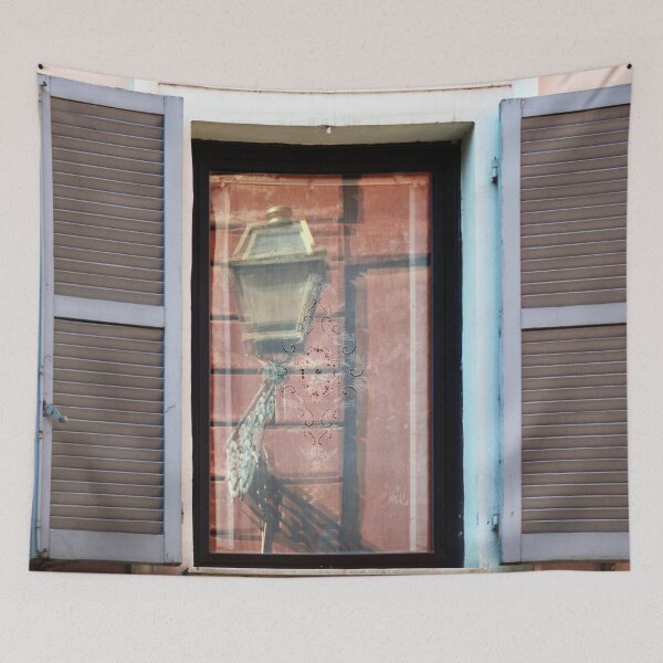 Item preview, Street lamp reflection on a window's glass designed and sold by Anna Lemos.