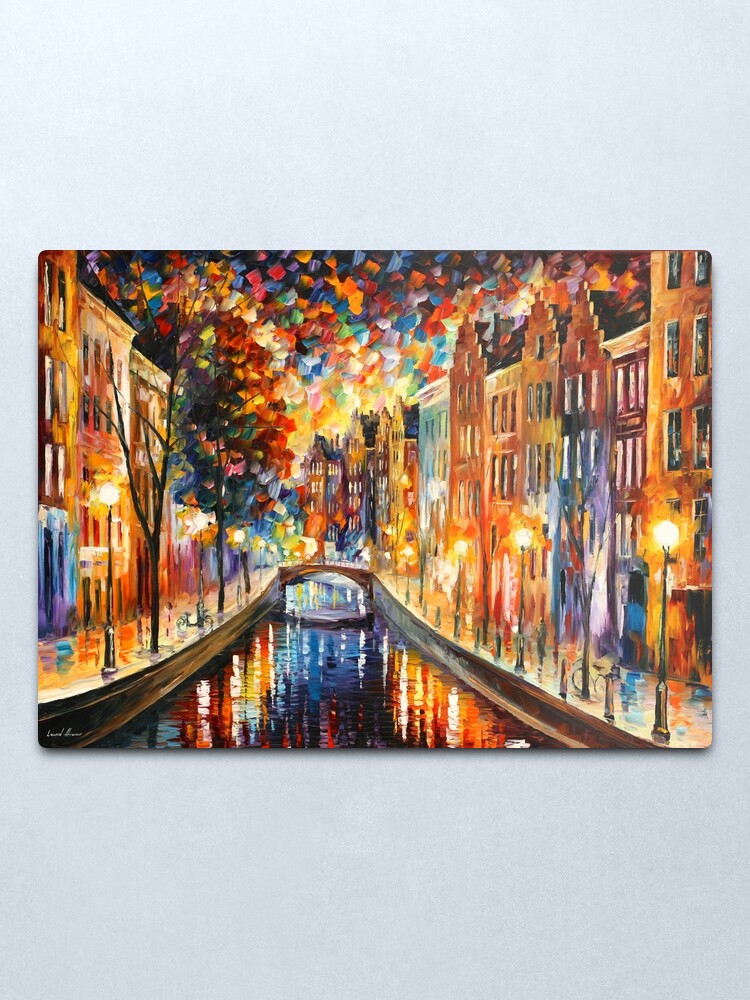 Alternate view of AMSTERDAM - NIGHT CANAL - Leonid Afremov Metal Print