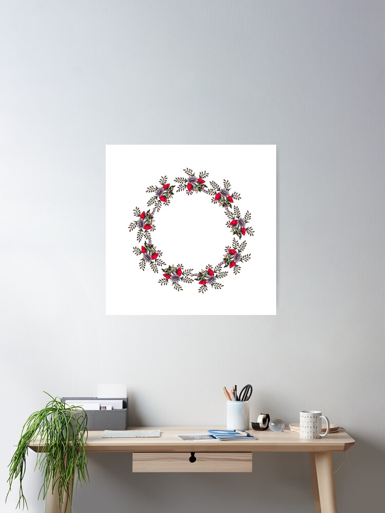 Thumbnail 1 of 3, Poster, Flowers and leaves wreath designed and sold by anni103.