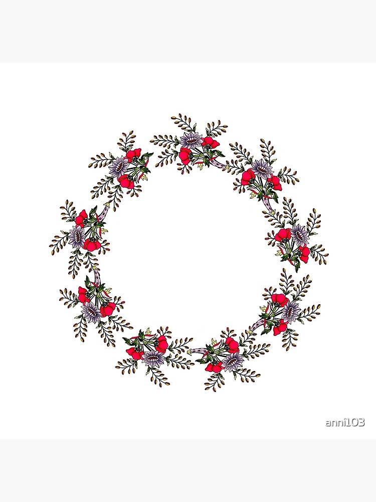 Thumbnail 3 of 3, Poster, Flowers and leaves wreath designed and sold by anni103.