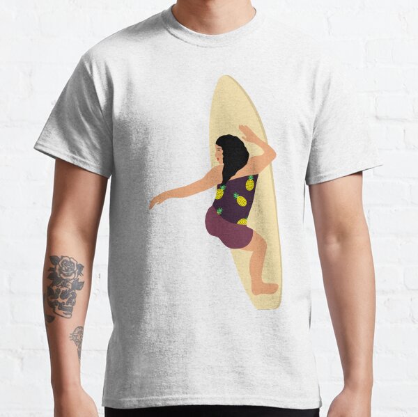 Beautiful girl surfs on the waves Classic T-Shirt