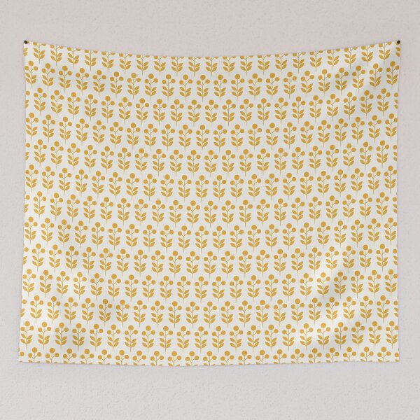 Item preview, Retro yellow floral pattern on white designed and sold by HannaPaulina.