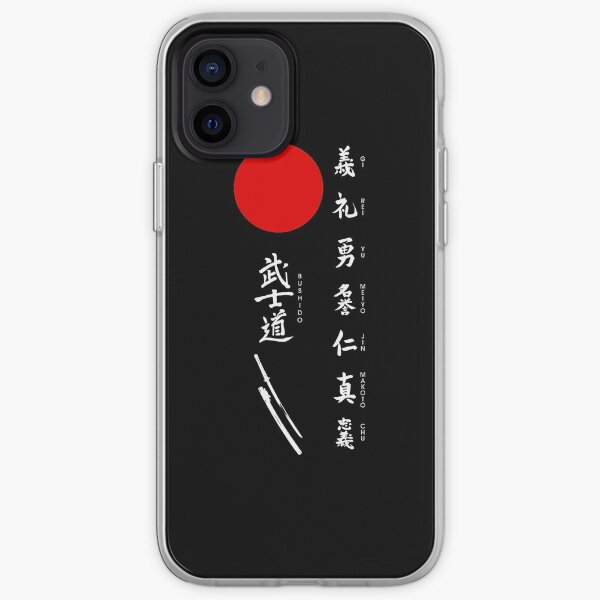 Bushido and Japanese Sun (White text) iPhone Soft Case