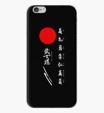 Bushido und japanische Sonne (weißer Text) iPhone-Hülle & Cover