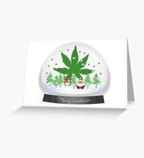 Tarjeta de felicitación Merry Christmas Marijuana Snow Globe