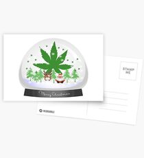 Postales Merry Christmas Marijuana Snow Globe