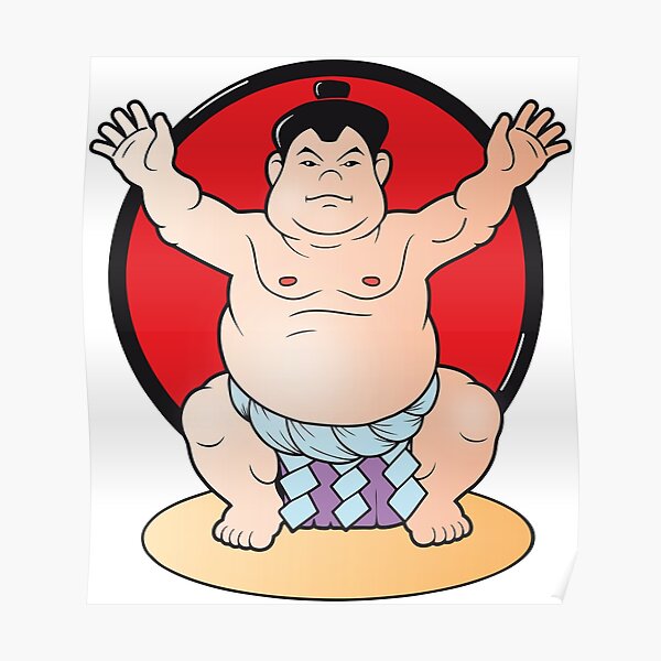 Cartoon Sumo Wrestler Posters Redbubble