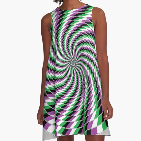 #Graphic #Design, Optical #Art: Moving Pattern Illusion - #OpArt  A-Line Dress
