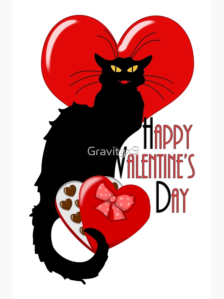 Happy Valentine S Day Le Chat Noir Greeting Card By Gravityx9 Redbubble