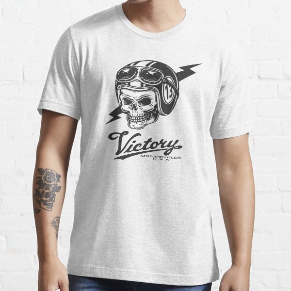New Popular Victory Motorcycle ENGINE SKULL Men/'s Black T-Shirt S-3XL