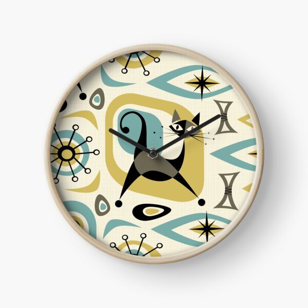 Mid Century Cat Abstract Clock