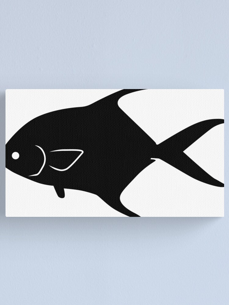 "Permit Fish Silhouette (Black)" Canvas Print by SandpiperDesign Redbubble