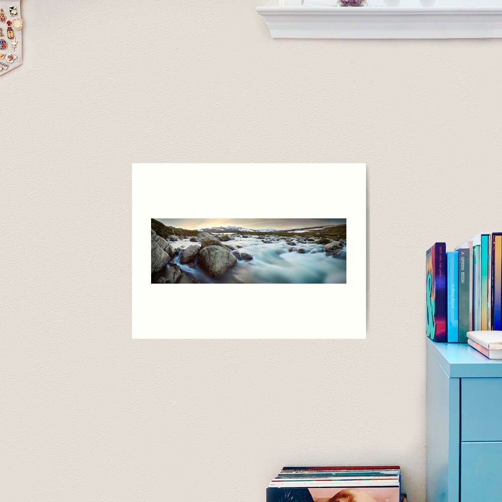 Snowy River Sunset, Mt Kosciuszko, New South Wales, Australia Art Print