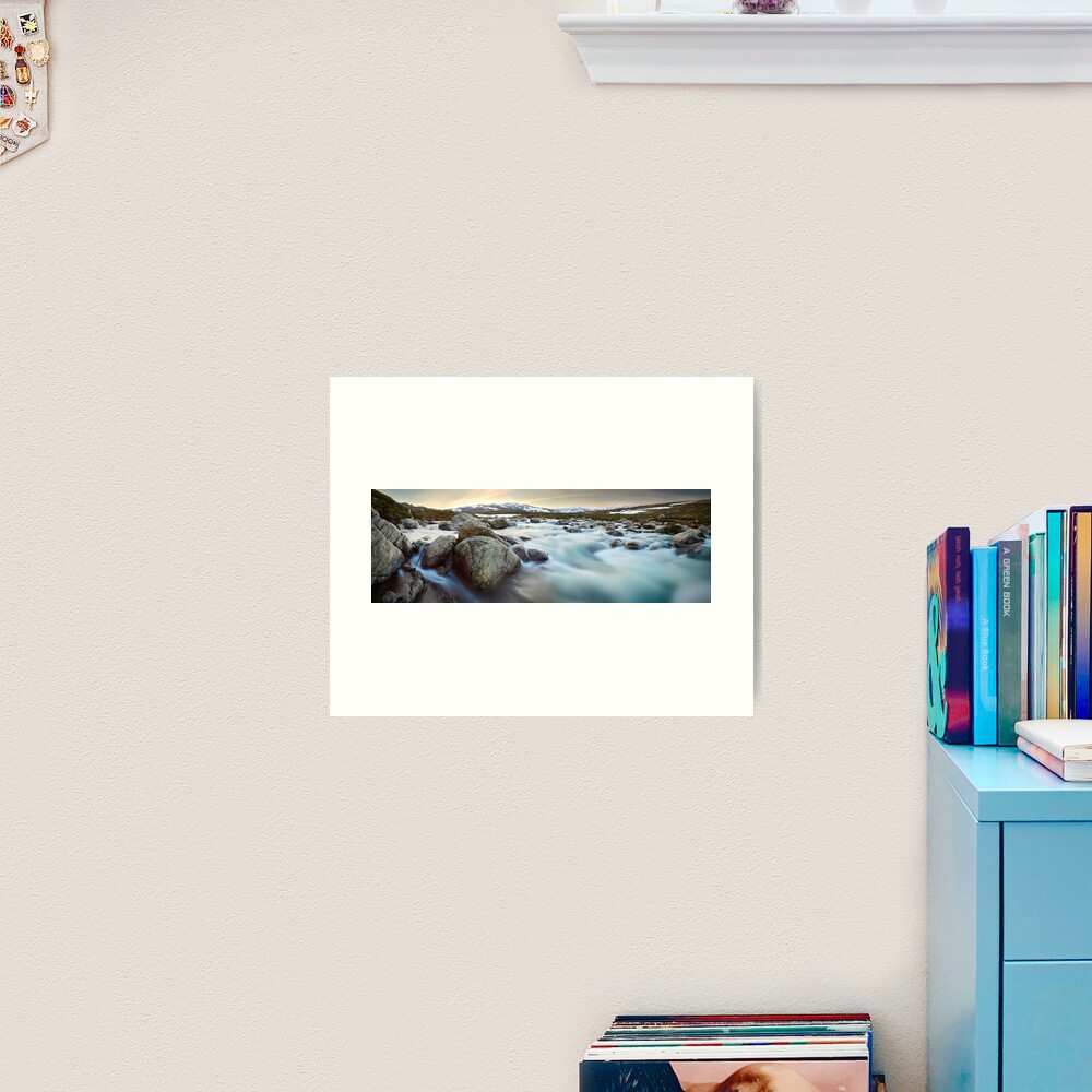 Snowy River Sunset, Mt Kosciuszko, New South Wales, Australia Art Print