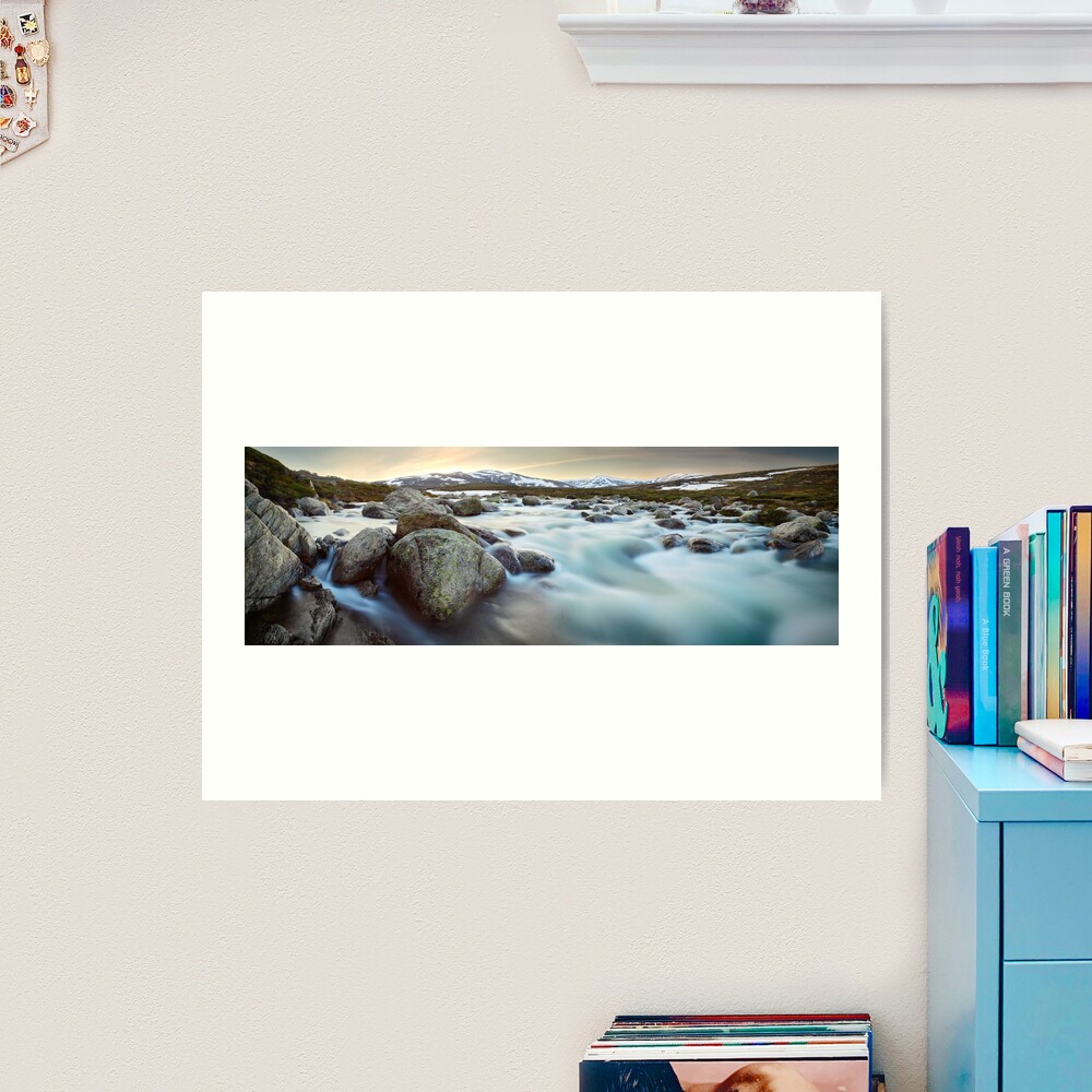 Snowy River Sunset, Mt Kosciuszko, New South Wales, Australia Art Print