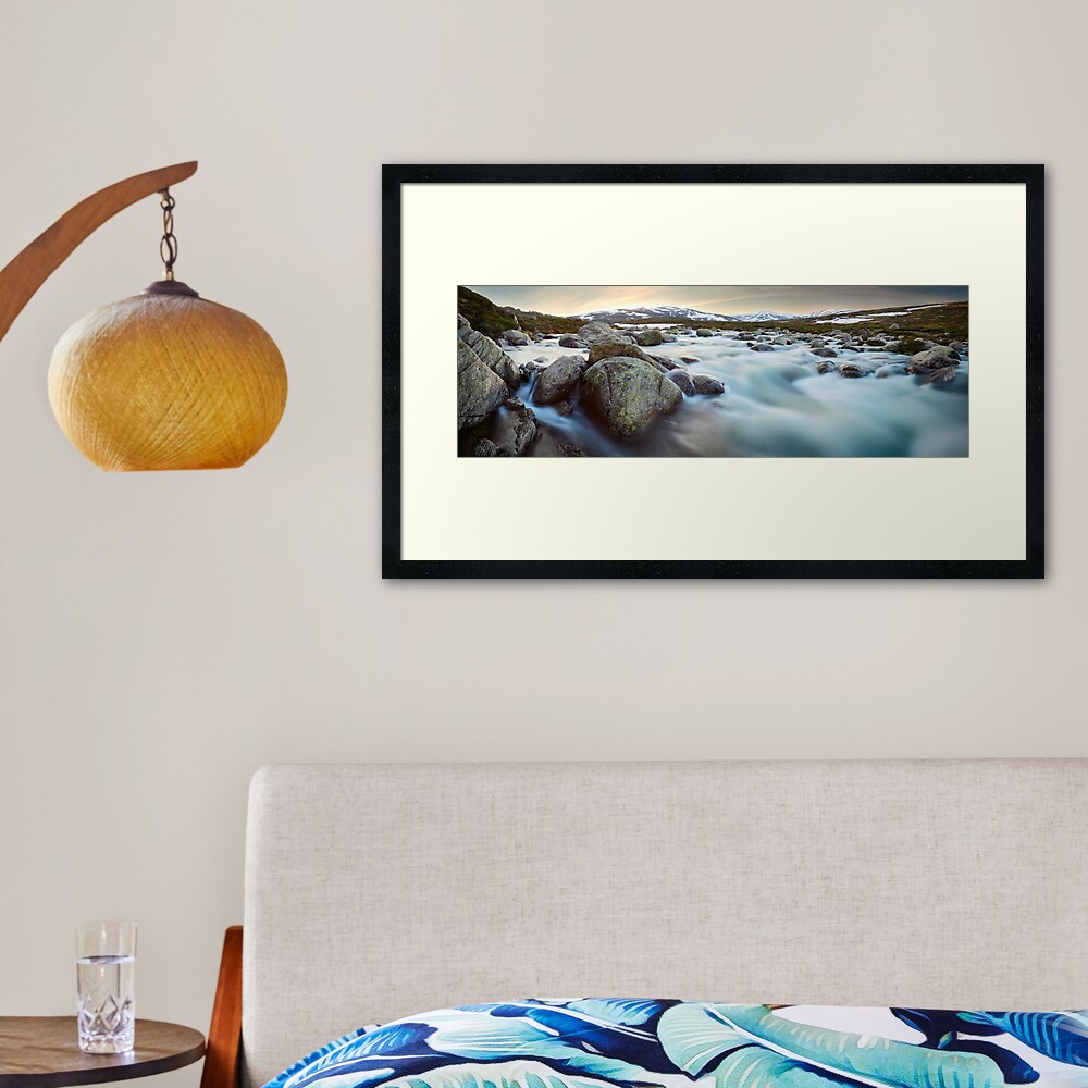 Snowy River Sunset, Mt Kosciuszko, New South Wales, Australia Framed Art Print