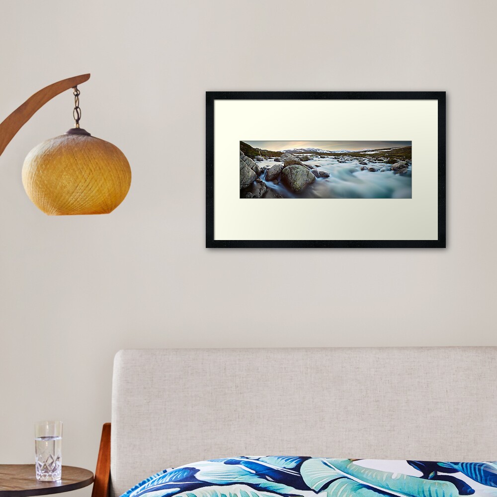 Snowy River Sunset, Mt Kosciuszko, New South Wales, Australia Framed Art Print