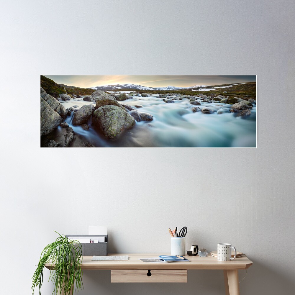 Snowy River Sunset, Mt Kosciuszko, New South Wales, Australia Poster