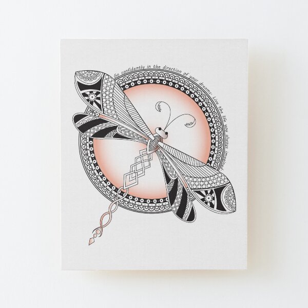 DragonFly Mandala Wood Mounted Print