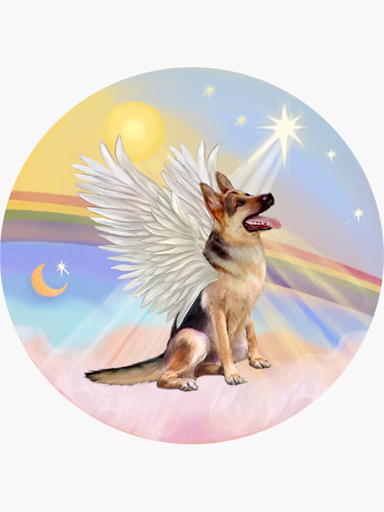 German Shepherd Angel in Heavens Clouds by JeanBFitzgerald