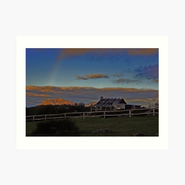 Rainbow over the hut Art Print