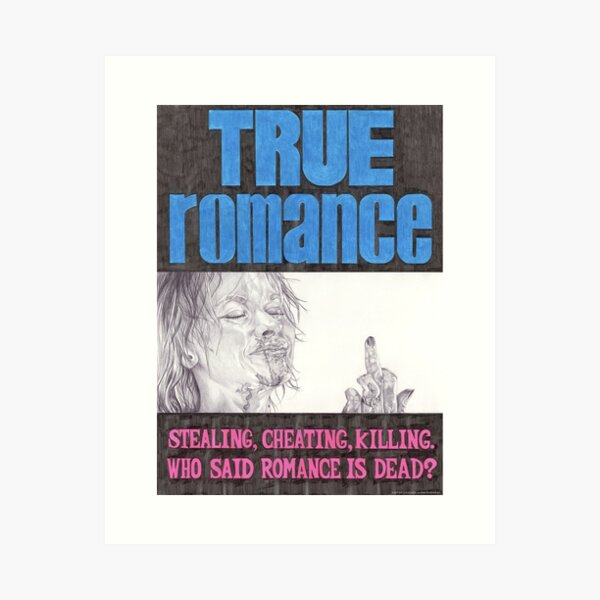 Aperçu de l'œuvre Affiche du film TRUE ROMANCE dessinée à la main au crayon créée et vendue par theexiledelite.