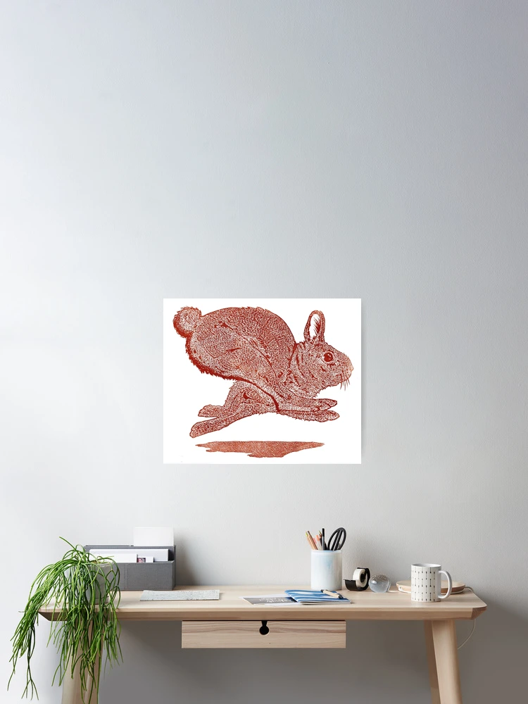 Thumbnail 2 of 3, Poster, Leaping Rabbit designed and sold by RedBoyMakes.