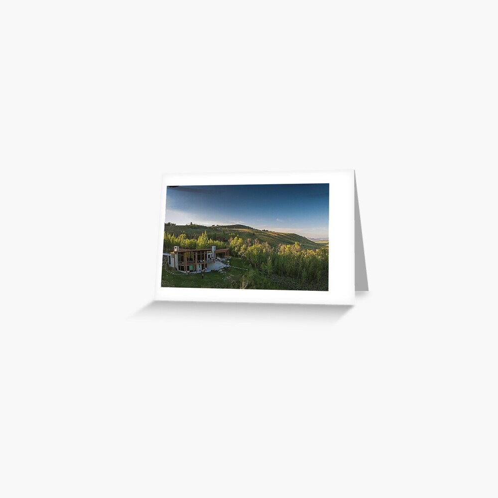 Drone Aerial of Beautiful Home Overlooking Jackson Hole Greeting Card