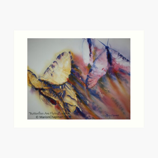 Watercolour: Butterflies Are Flying Art Print