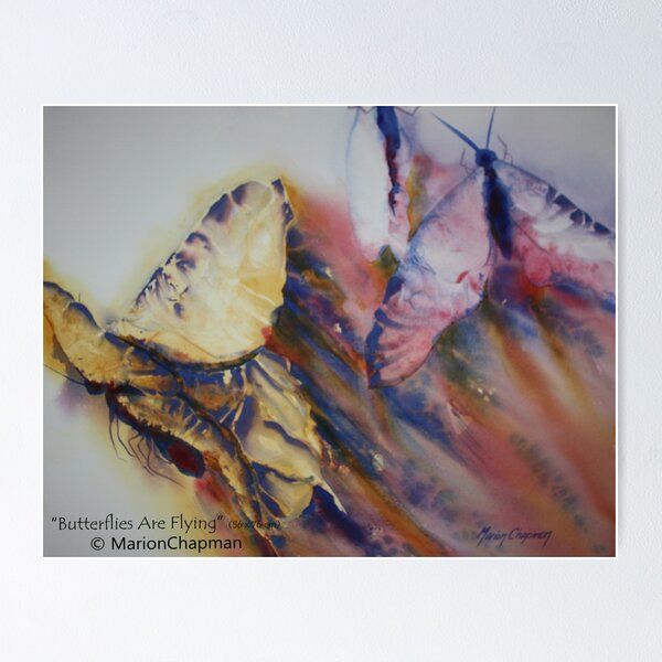 Watercolour: Butterflies Are Flying Poster