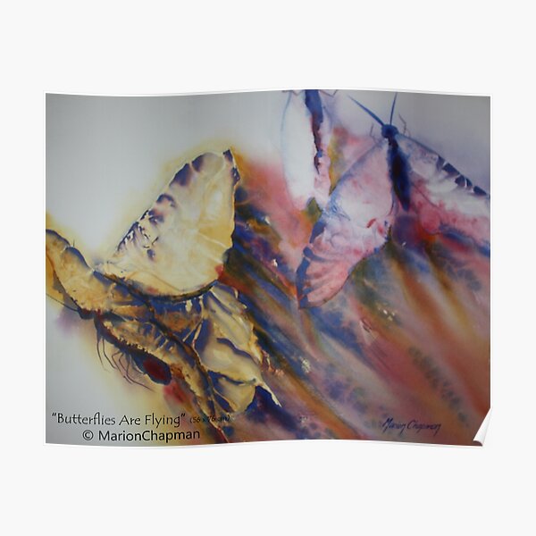Watercolour: Butterflies Are Flying Poster