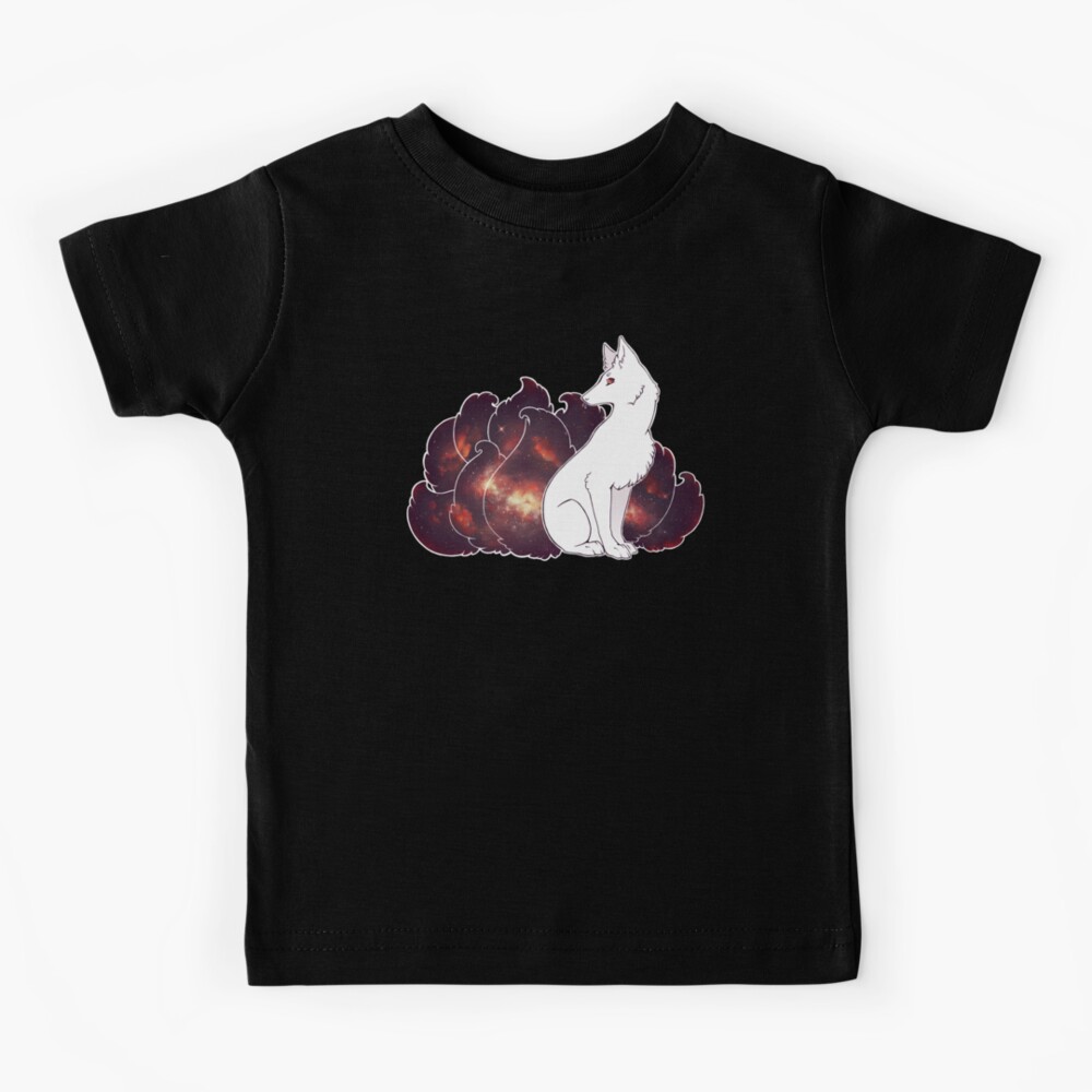 Nine Tails of Space Clouds - Galaxy Kitsune - Kids T-Shirt