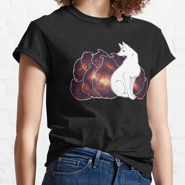 Nine Tails of Space Clouds - Galaxy Kitsune - Classic T-Shirt
