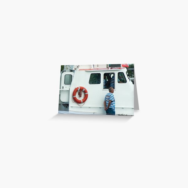 Lifesaver ring and crew on the IJmuiden - close-up Greeting Card