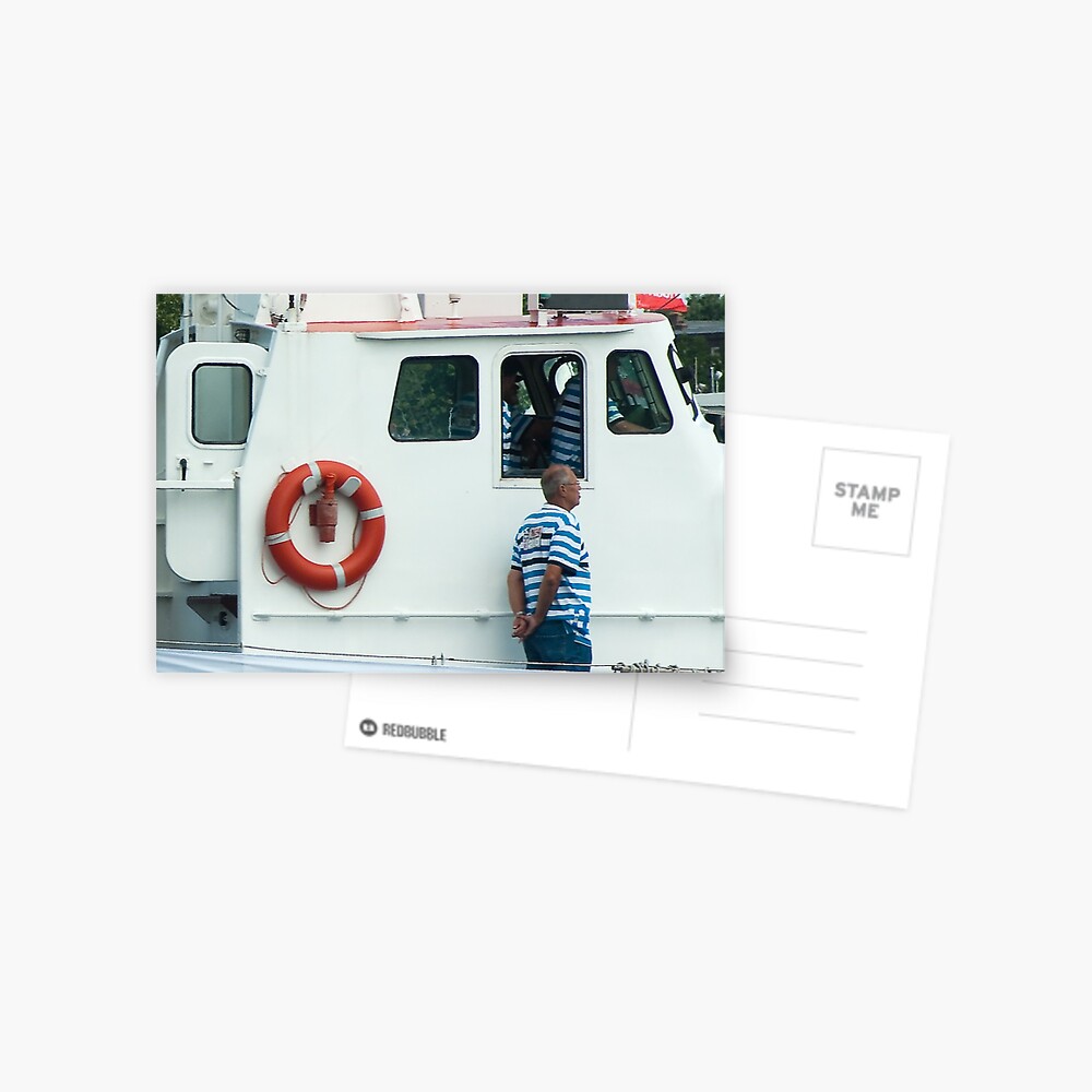 Lifesaver ring and crew on the IJmuiden - close-up Postcard