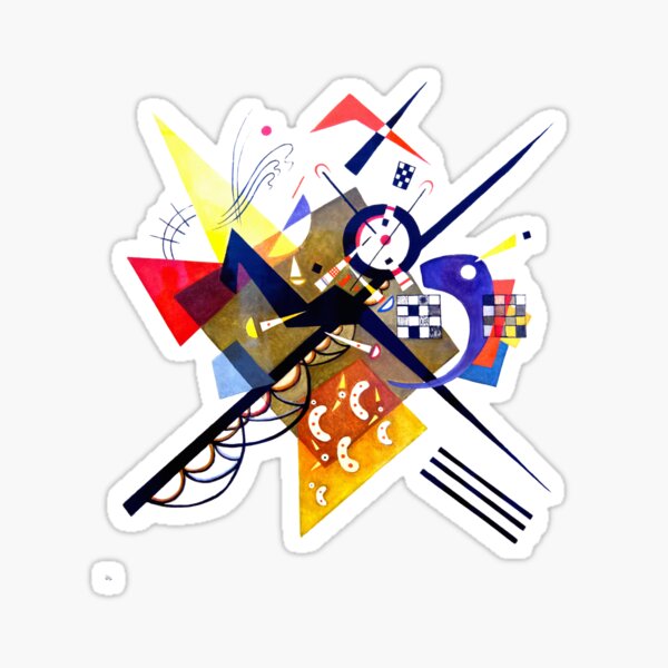 Kandinsky On White II (Auf Weiss) 1923 Artwork Reproduction, Design for Posters, Prints, Tshirts, Men, Women, Kids, Youth Sticker